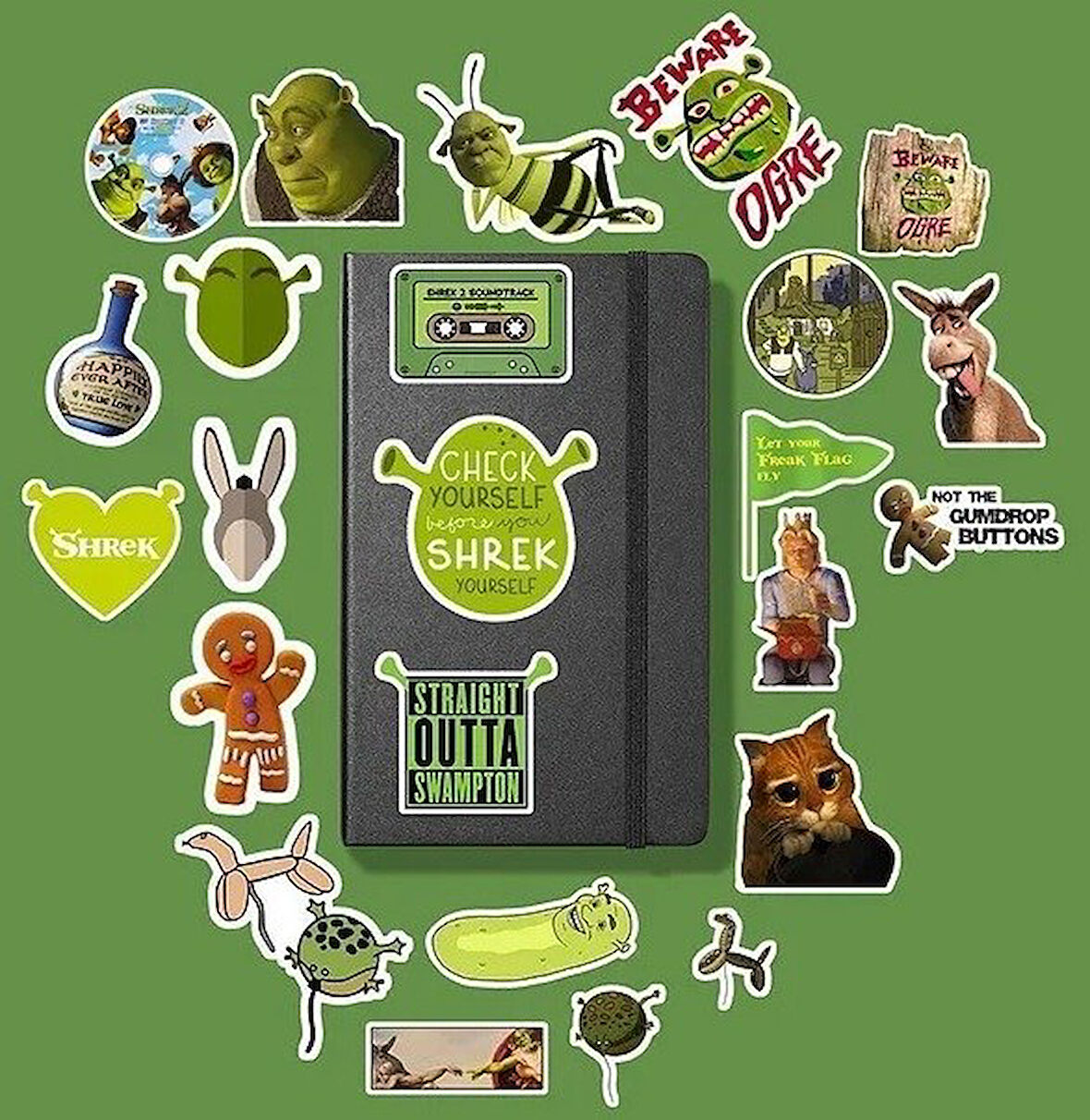 Shrek sticker paketi /bullet journal defter çıkartma ajanda laptop etiket
