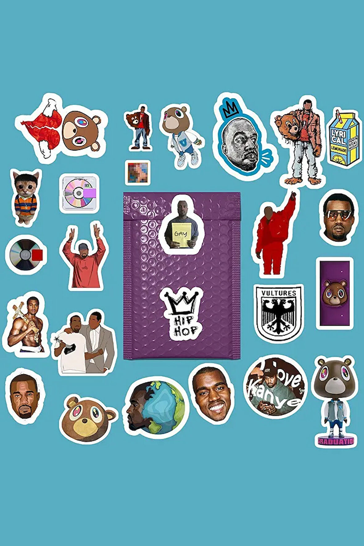 Kanye West Rap Sticker Paketi /Bullet Journal Defter Çıkartma Ajanda Laptop Etiket