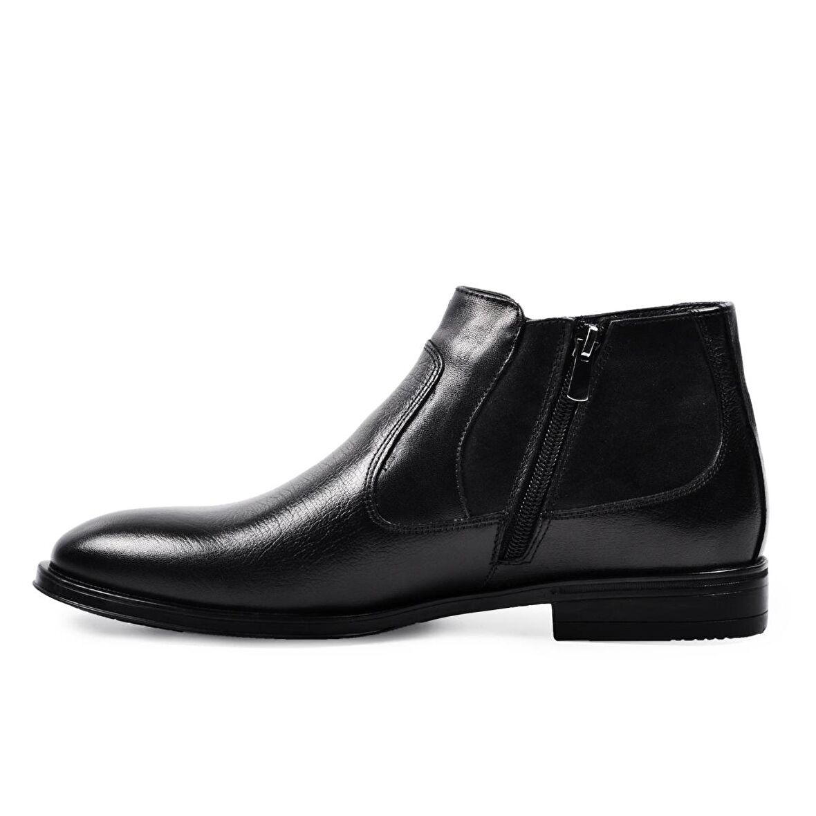Pierre Cardin 1196063 Sivri Burun Kısa Topuk Fermuarlı Günlük Siyah Klasik Bot Hakiki Deri