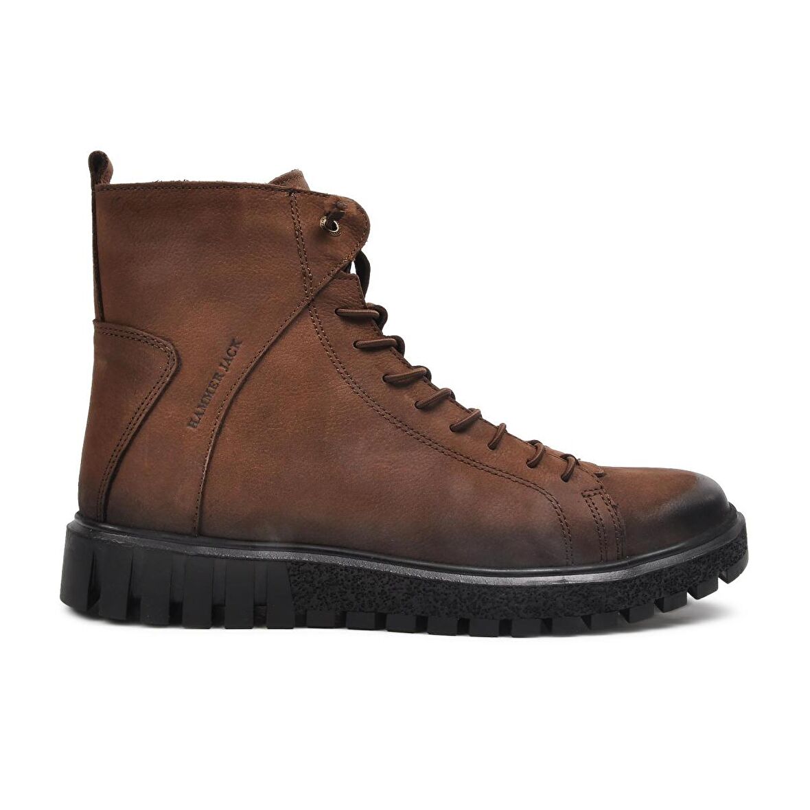 Hammer Jack Yuvarlak Burun Kısa Topuk Bağcıklı Soğuk Havaya Dayanıklı Günlük Kahverengi Klasik Bot Nubuk