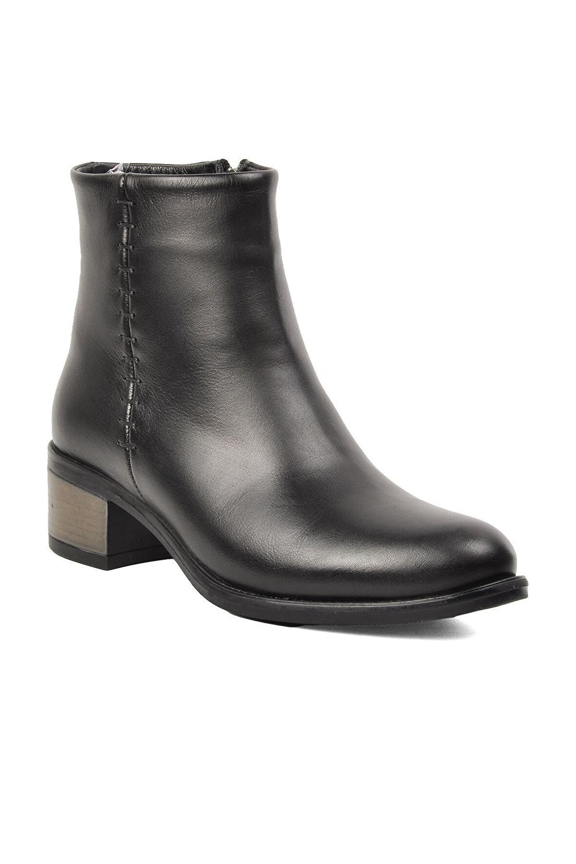 Voyager 8091 Siyah Hakiki Deri Kadın Topuklu Bot