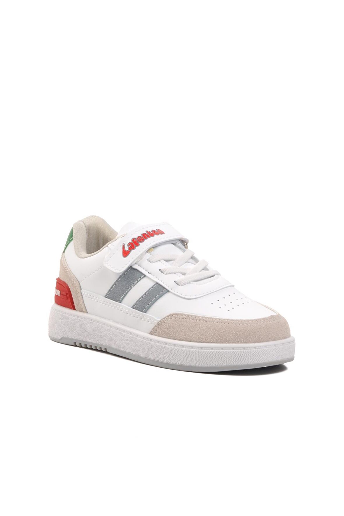 Ayakmod 725-24K-F Beyaz-Buz-Kırmızı Cırtlı Çocuk Sneaker