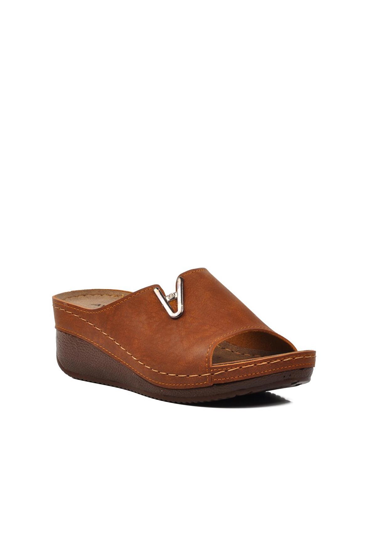 Ayakmod 38-973 Taba Kadın Dolgu Topuk Terlik