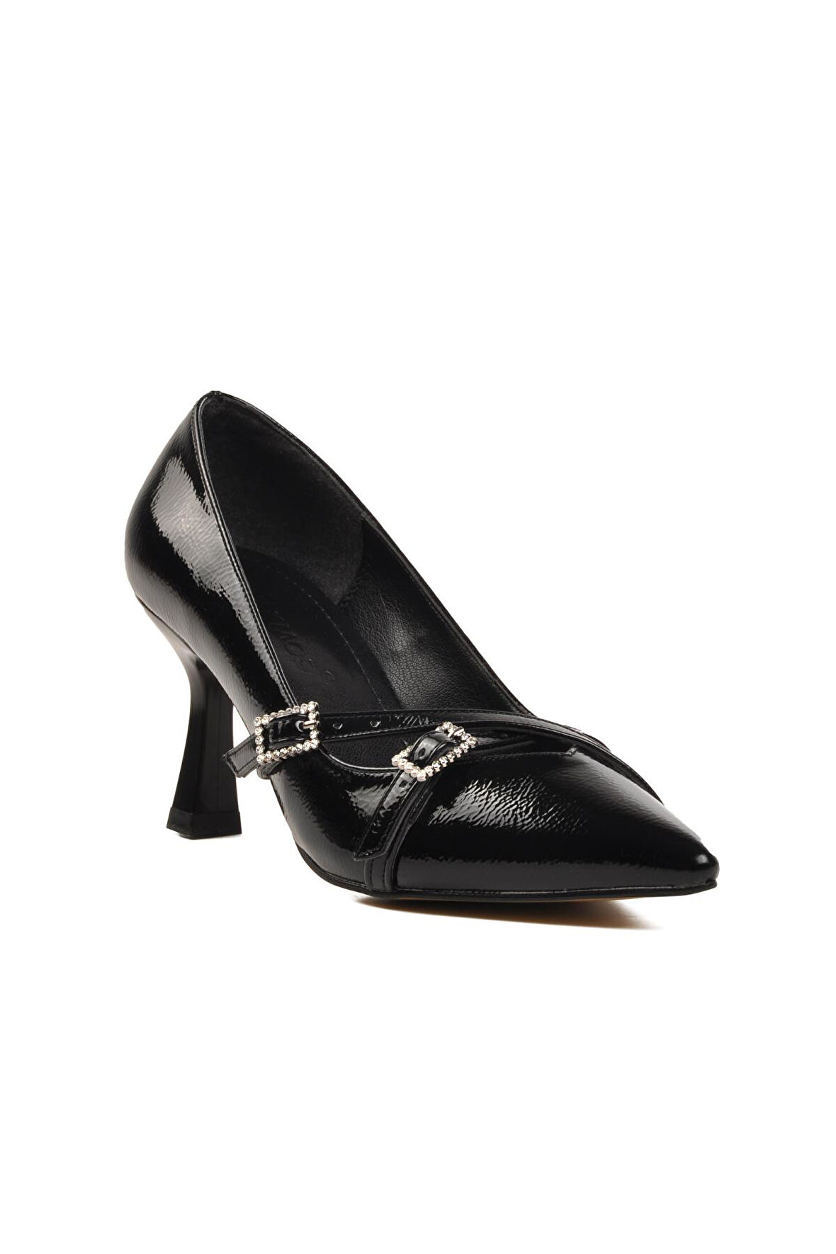 Ayakmod 357095 Siyah Kırışık Kadın Topuklu Ayakkabı