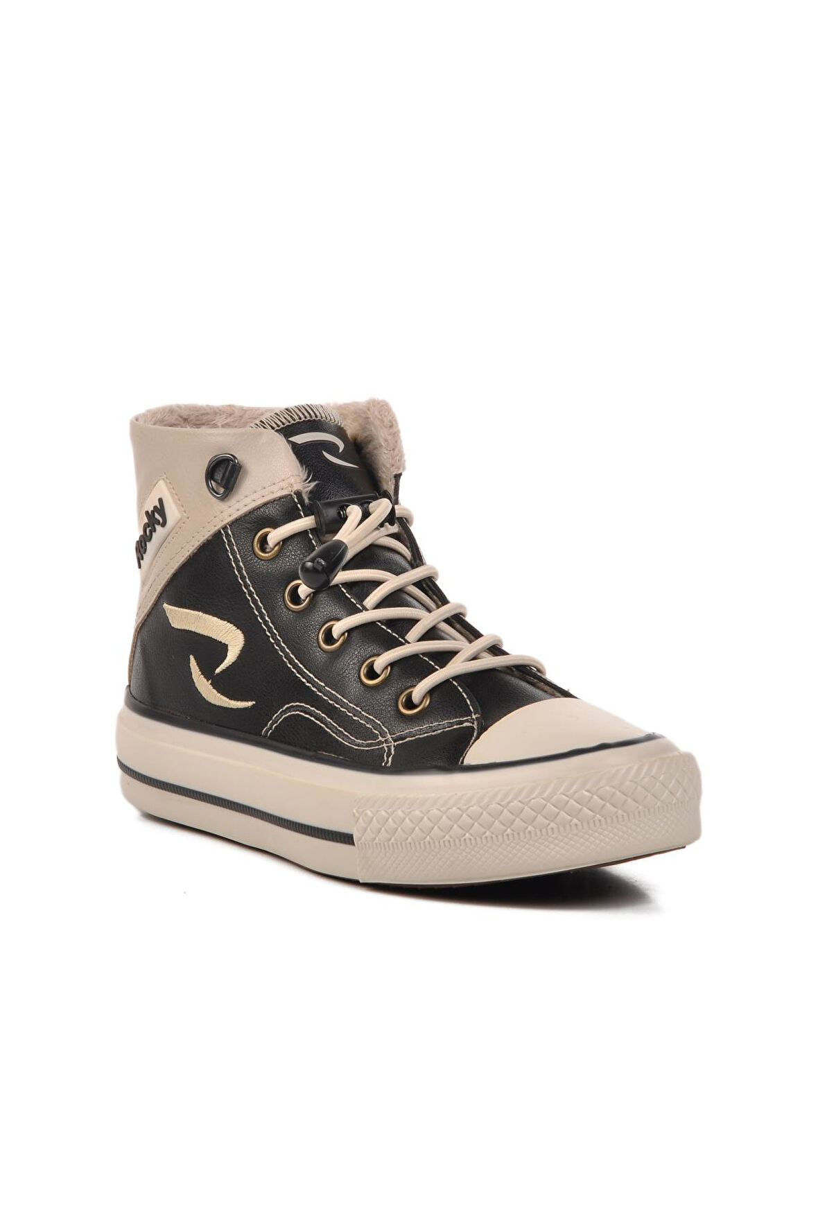 Walkway Siyah-Bej İçi Kürklü Bilek Boy Çocuk Sneaker Walkway 005-F