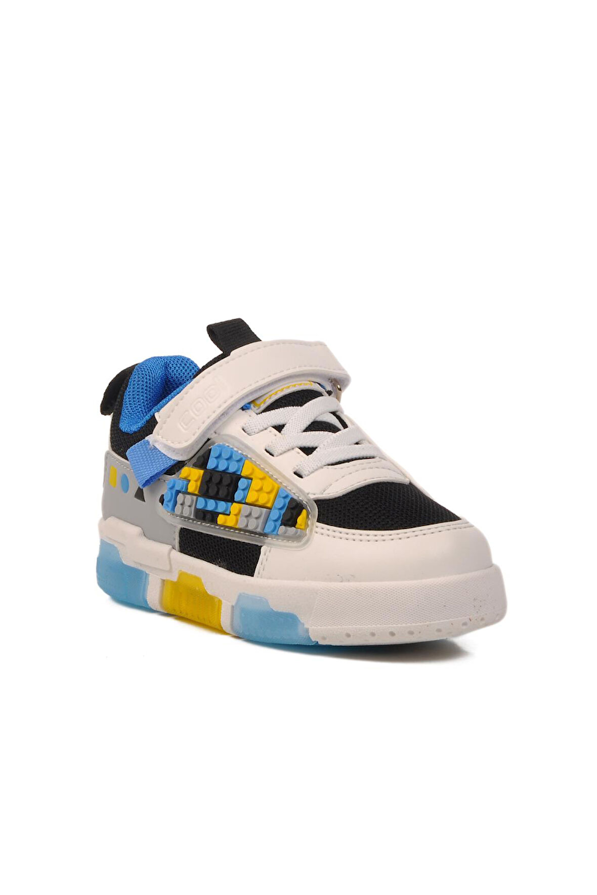 Siyah Beyaz Cırtlı Unisex Çocuk Spor Ayakkabı Legos P