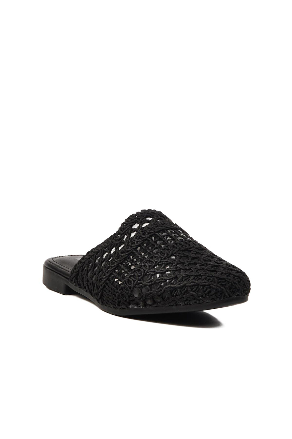 PC-54712 Z Siyah Hasır Örgü Kadın Terlik
