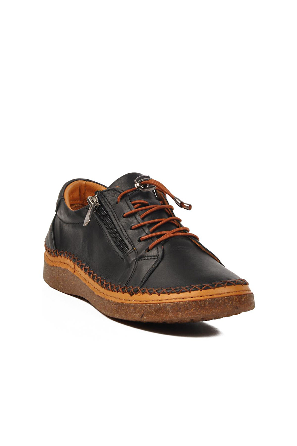 Siyah Hakiki Deri Anatomik Kadın Casual Ayakkabı AY8207 Z