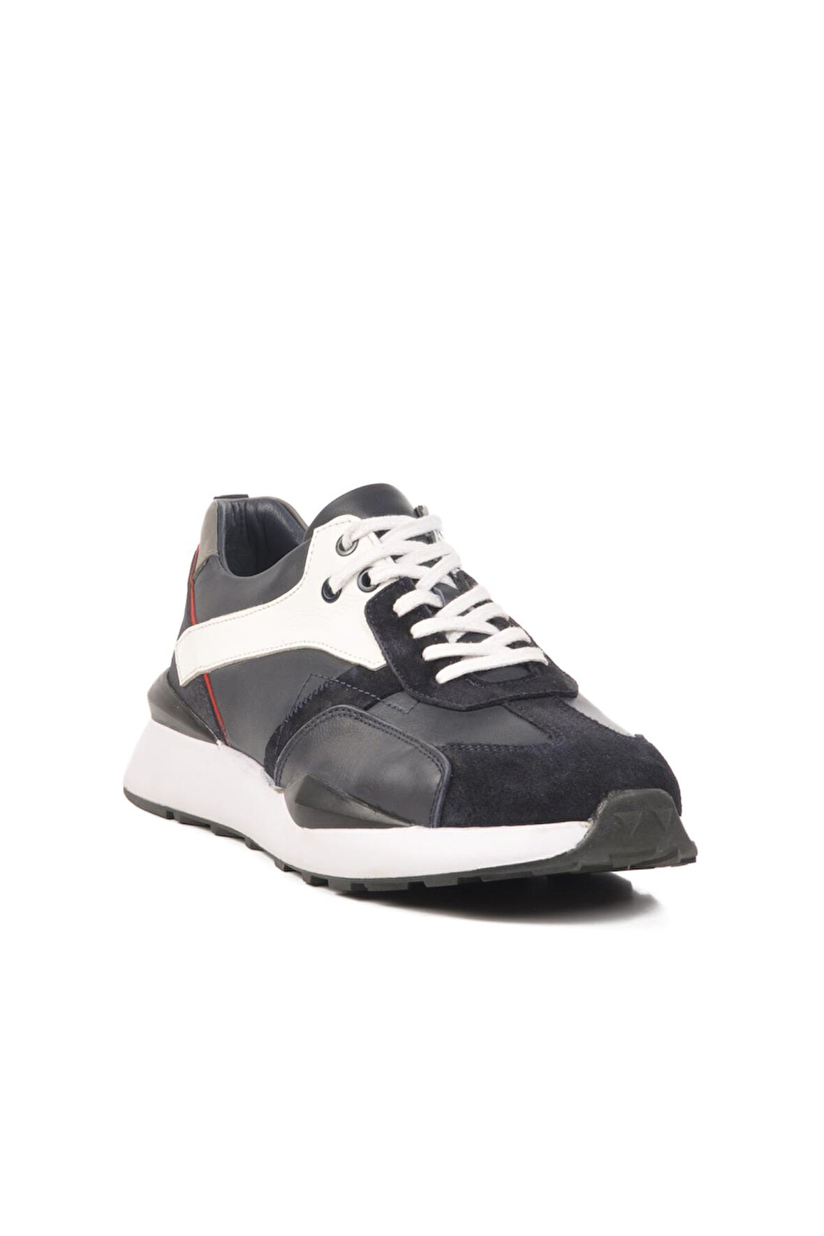 2Y1076M Lacivert-Beyaz Hakiki Deri Erkek Sneaker