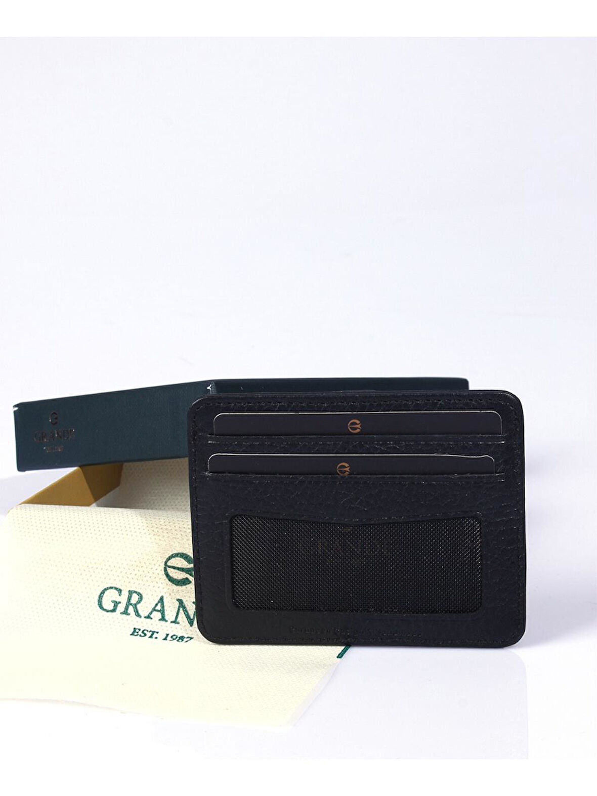 Grande 746 Kartlık Siyah Hakiki Deri Erkek Kartlık