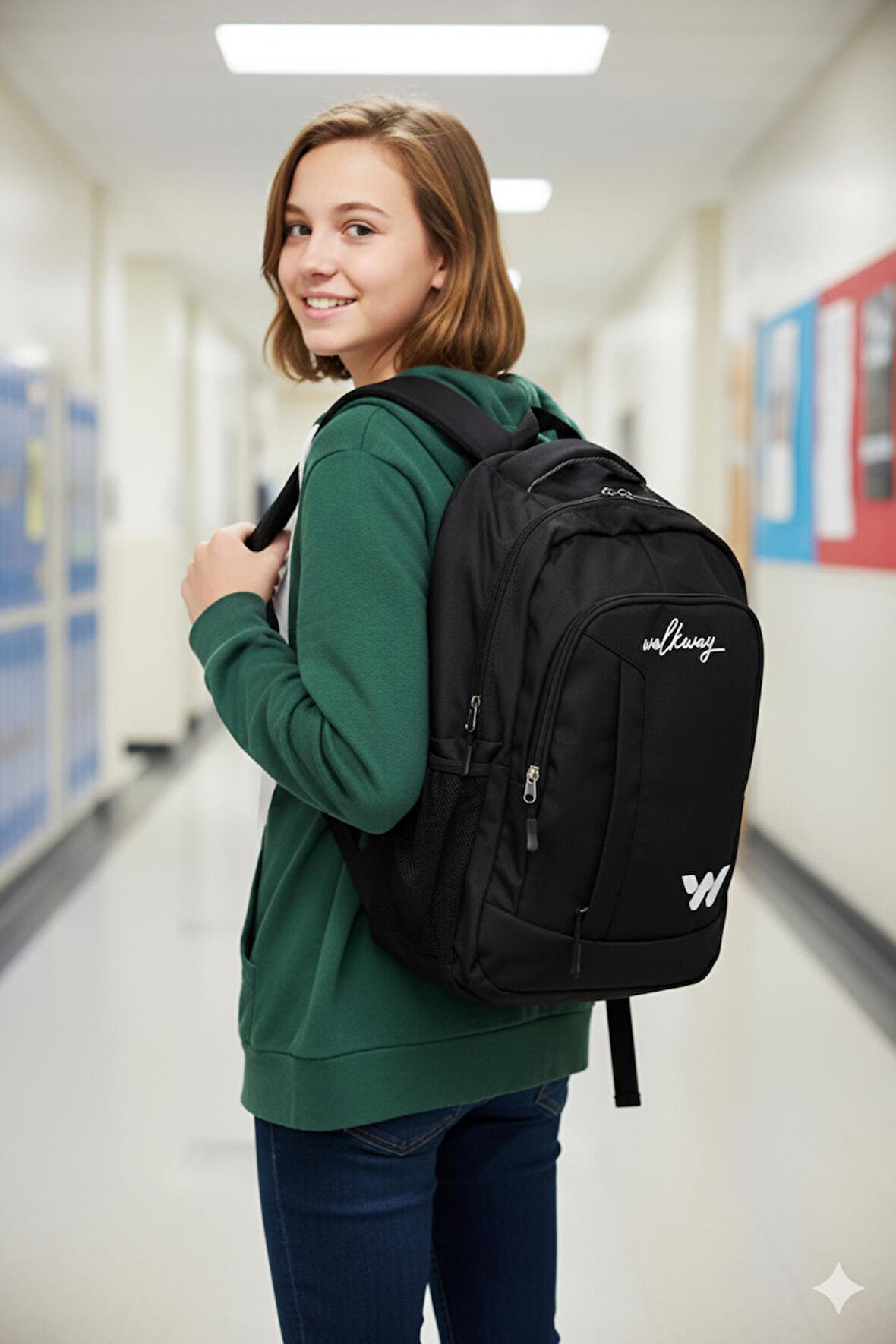 Walkway Kupra Sırt Çantası Siyah-Beyaz  Unisex Okul Çantası