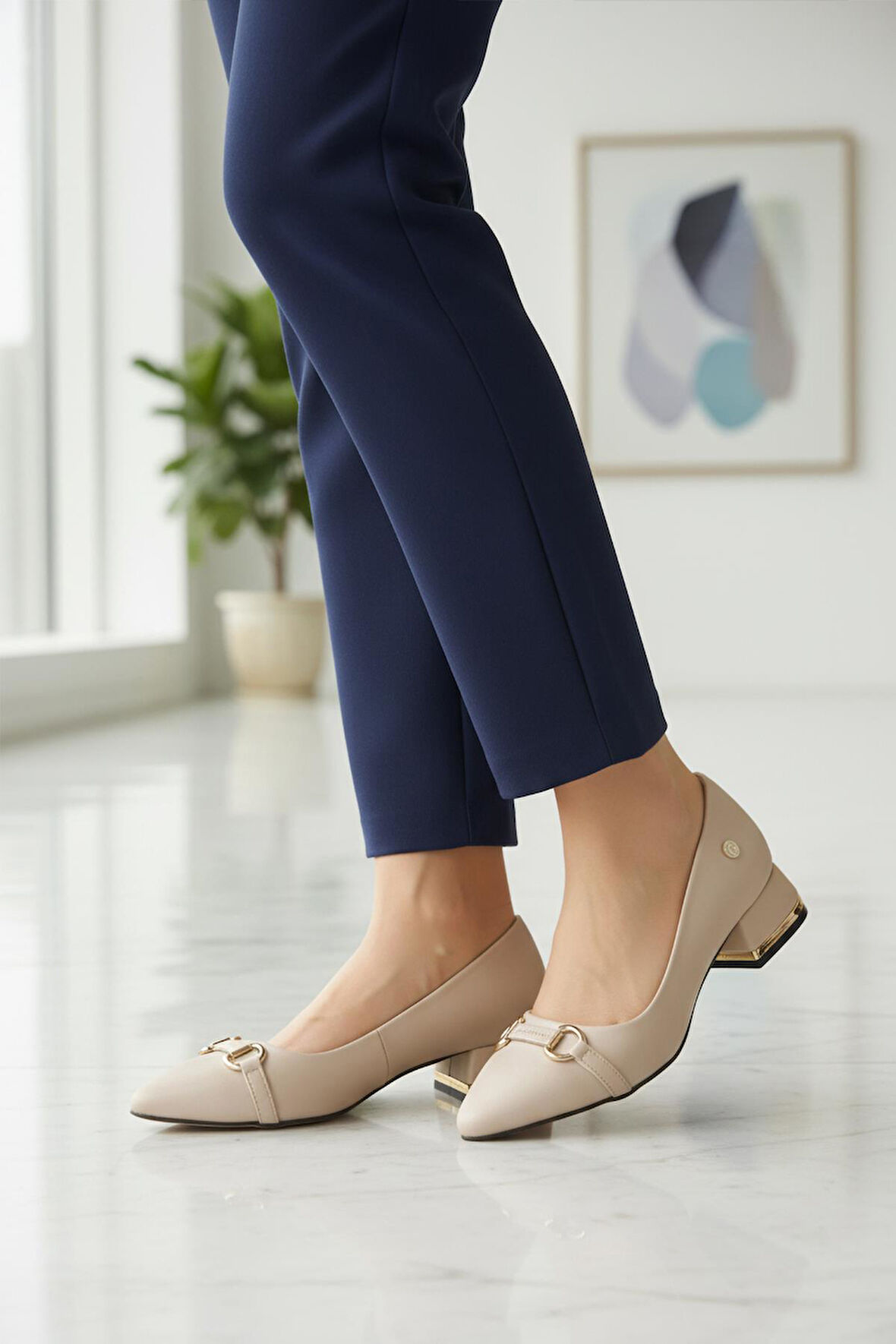 Pierre Cardin PC-55197 Z Bej Saten Tekstil Kadın Abiye Ayakkabı