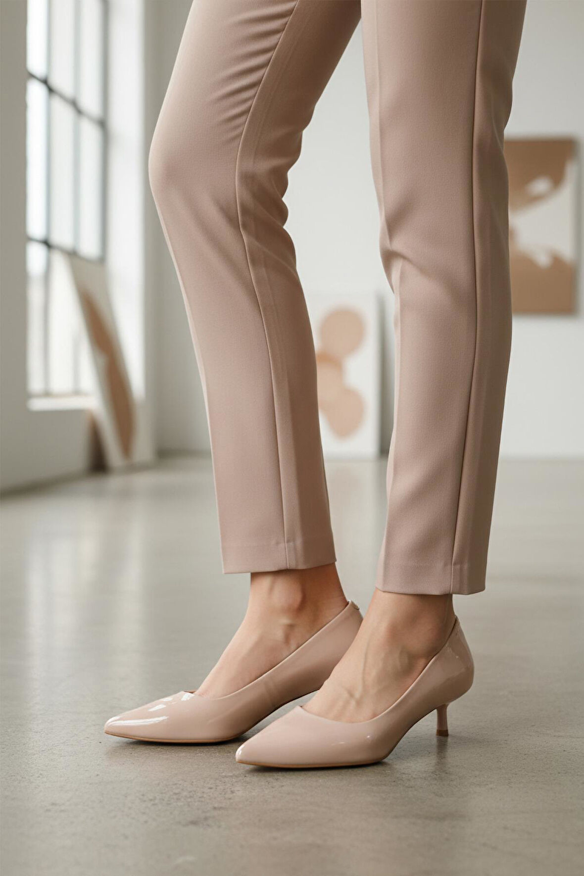 Ayakmod 458343 Z Bej Rugan Kadın Topuklu Ayakkabı