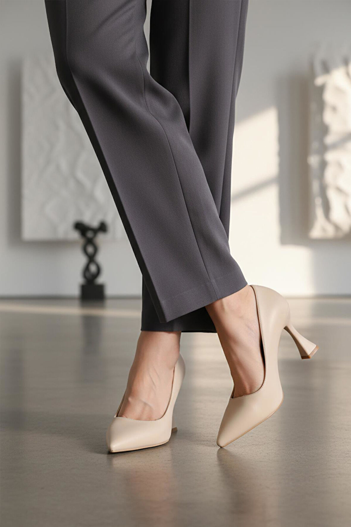 Ayakmod 665127 Z Bej Kadın Topuklu Ayakkabı