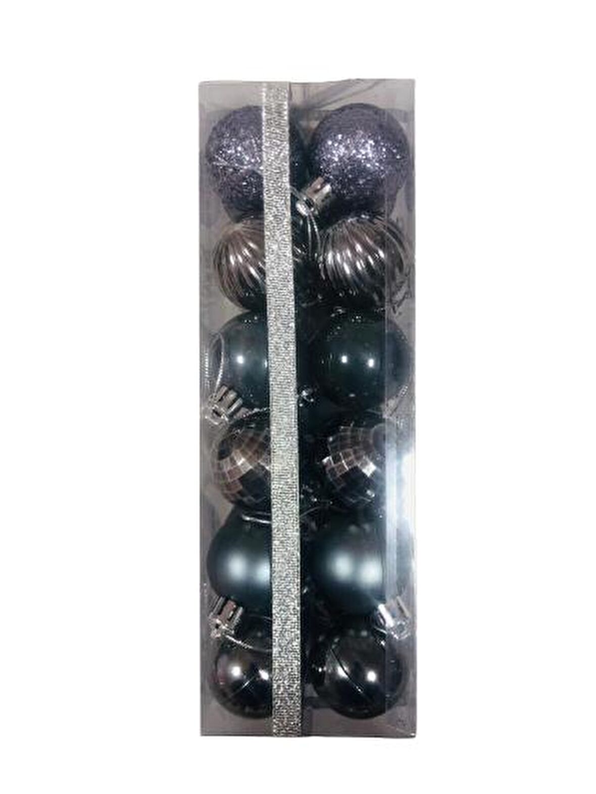 YILBAŞI TOP AĞAÇ SÜSÜ KOYU GÜMÜŞ 24'LÜ SET PLASTİK 4CM