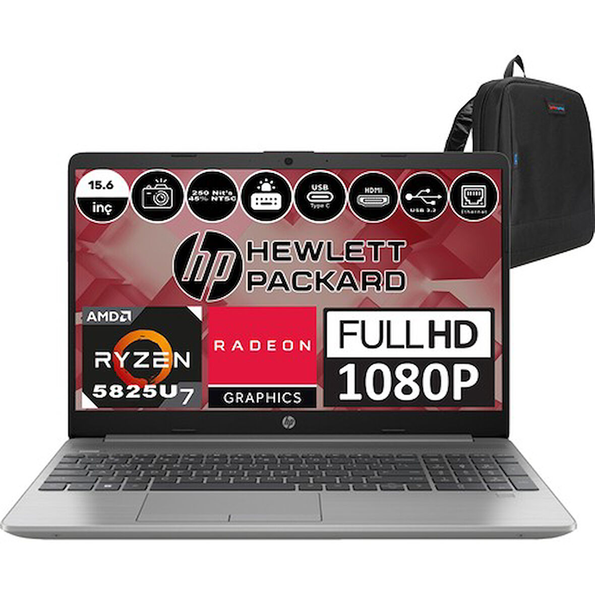 Hp 255 G9 Amd Ryzen 7 5825U 16GB 4tb SSD Radeon Vega 8 Windows 11 Home 15.6" IPS Fhd Taşınabilir Bilgisayar 6Q8N3ESH10+ Zetta Çanta