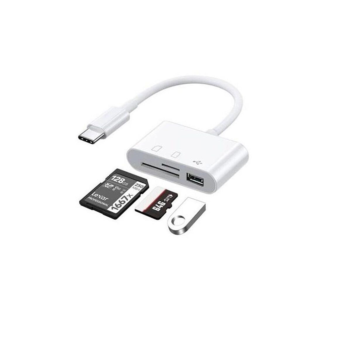 Usb Type C To Sd Microsd Tf Kart Okuyucu Usb 3in1 Çevirici Dönüştürücü Adaptör