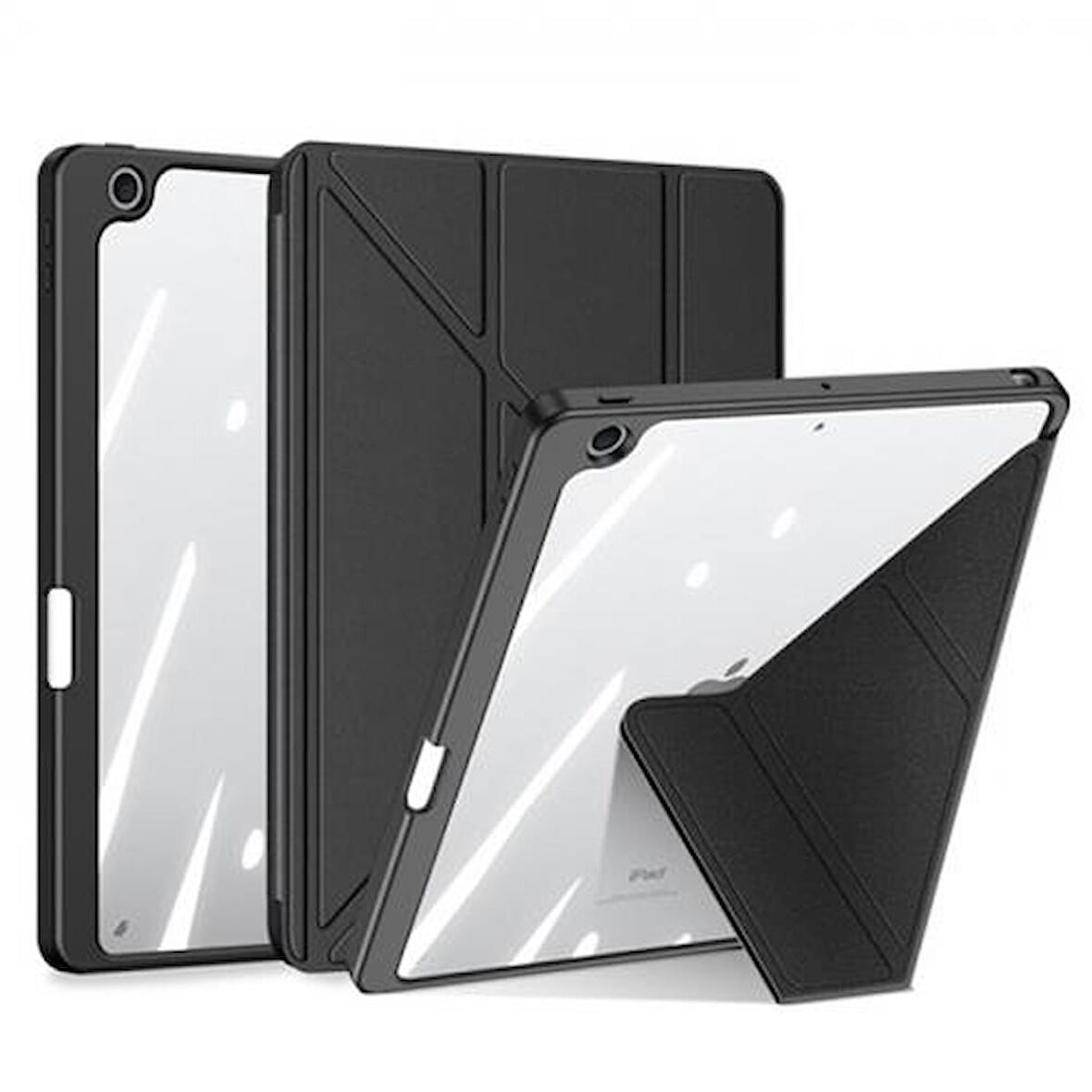 Coofbe Kalem Yerli Standlı Uyku Modlu Sert Şeffaf Arka Kapak  iPad 10.9 2022 Kılıf Kapaklı Tablet Kılıfı