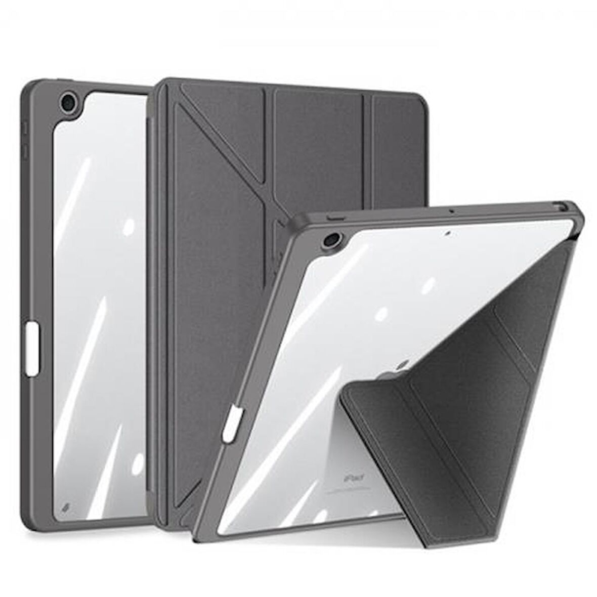 Coofbe Kalem Yerli Standlı Uyku Modlu Sert Şeffaf Arka Kapak  iPad 10.9 2022 Kılıf Kapaklı Tablet Kılıfı