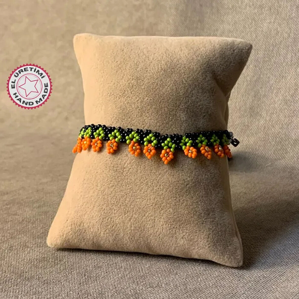 Uretti - Hülya 7360 El Yapımı Kum Boncuk Çiçek Detaylı Bileklik