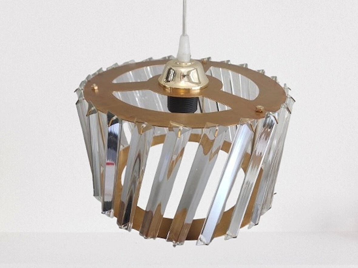 DMR Kristal Taşlı GOLD Büyük Yuvarlak Avize E-27 Duylu