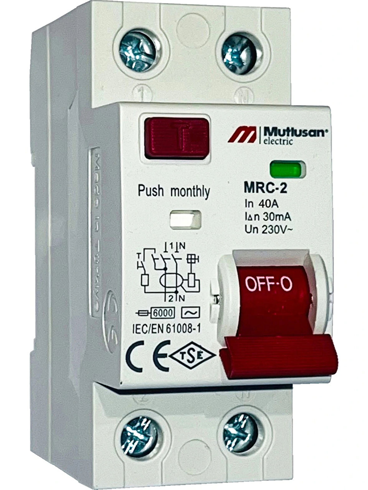 MUTLUSAN 2x40A 30mA AC Tip 1 Faz Monofaze Kaçak Koruma Rolesi
