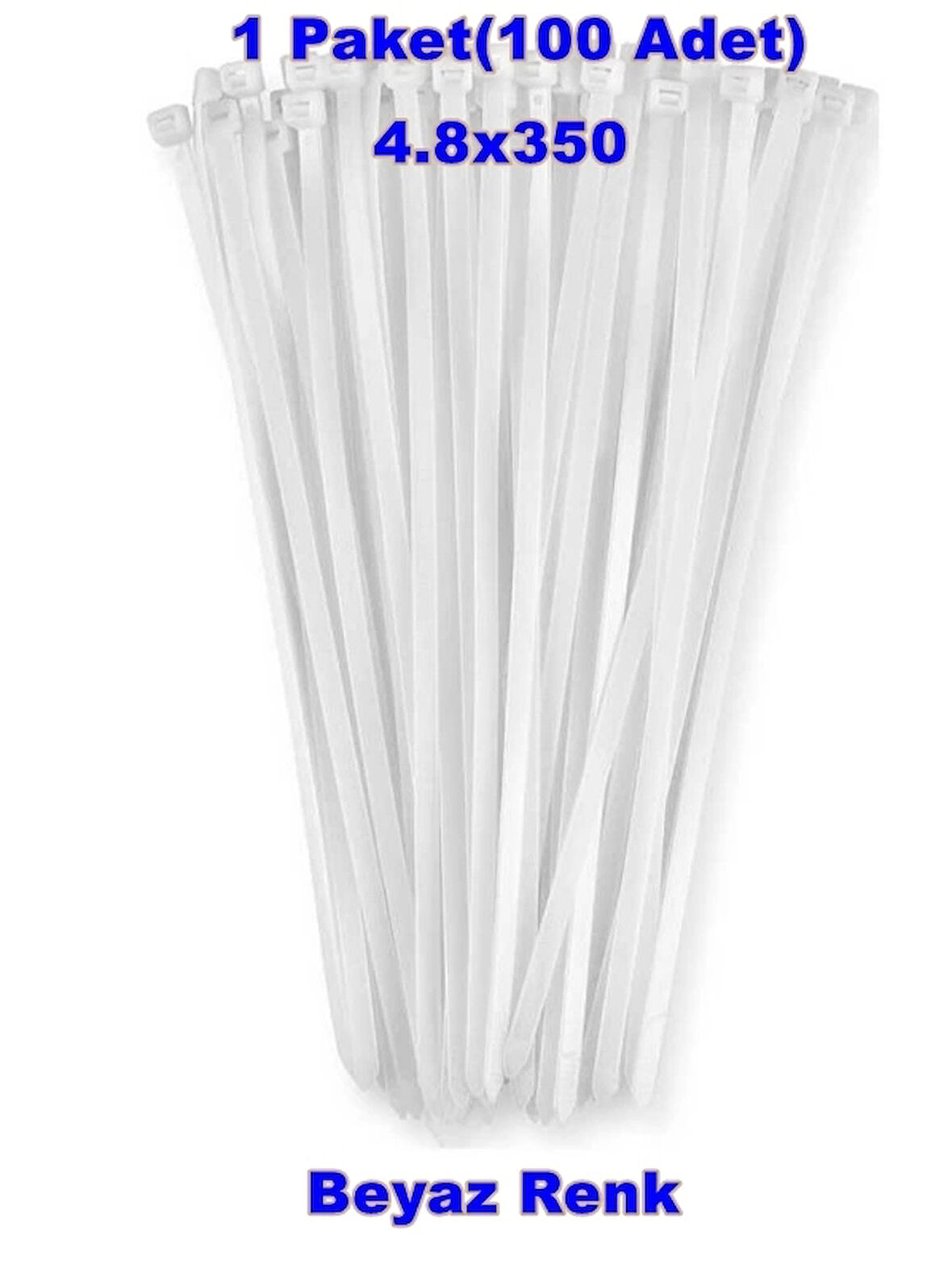PEMSAN Klips Kablo Bağı 4.8x350 BEYAZ (100lü Paket) Kablo Cırdı