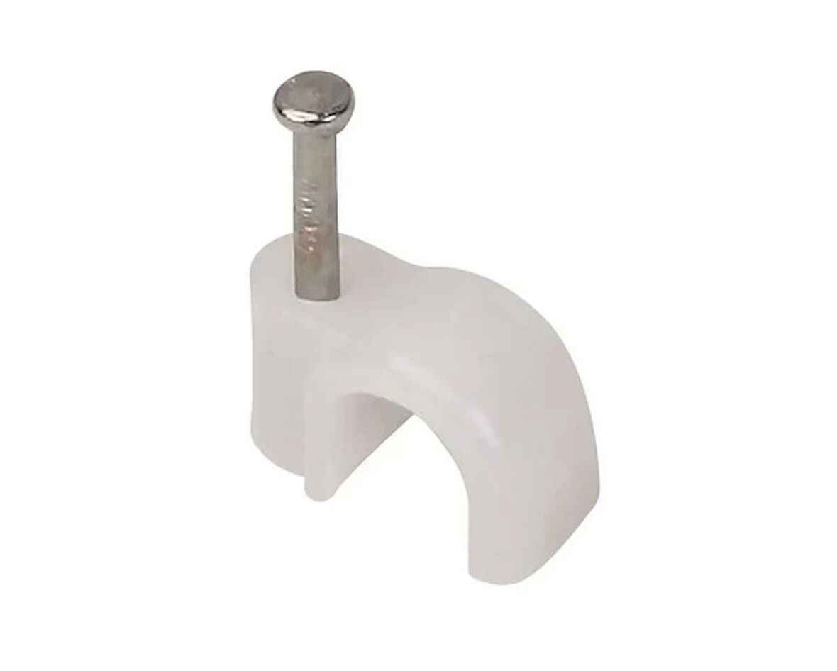 Beton Çivili Kablo Tutturma Kroşe NO:6 (100 lü Pk.) Beyaz Plastik