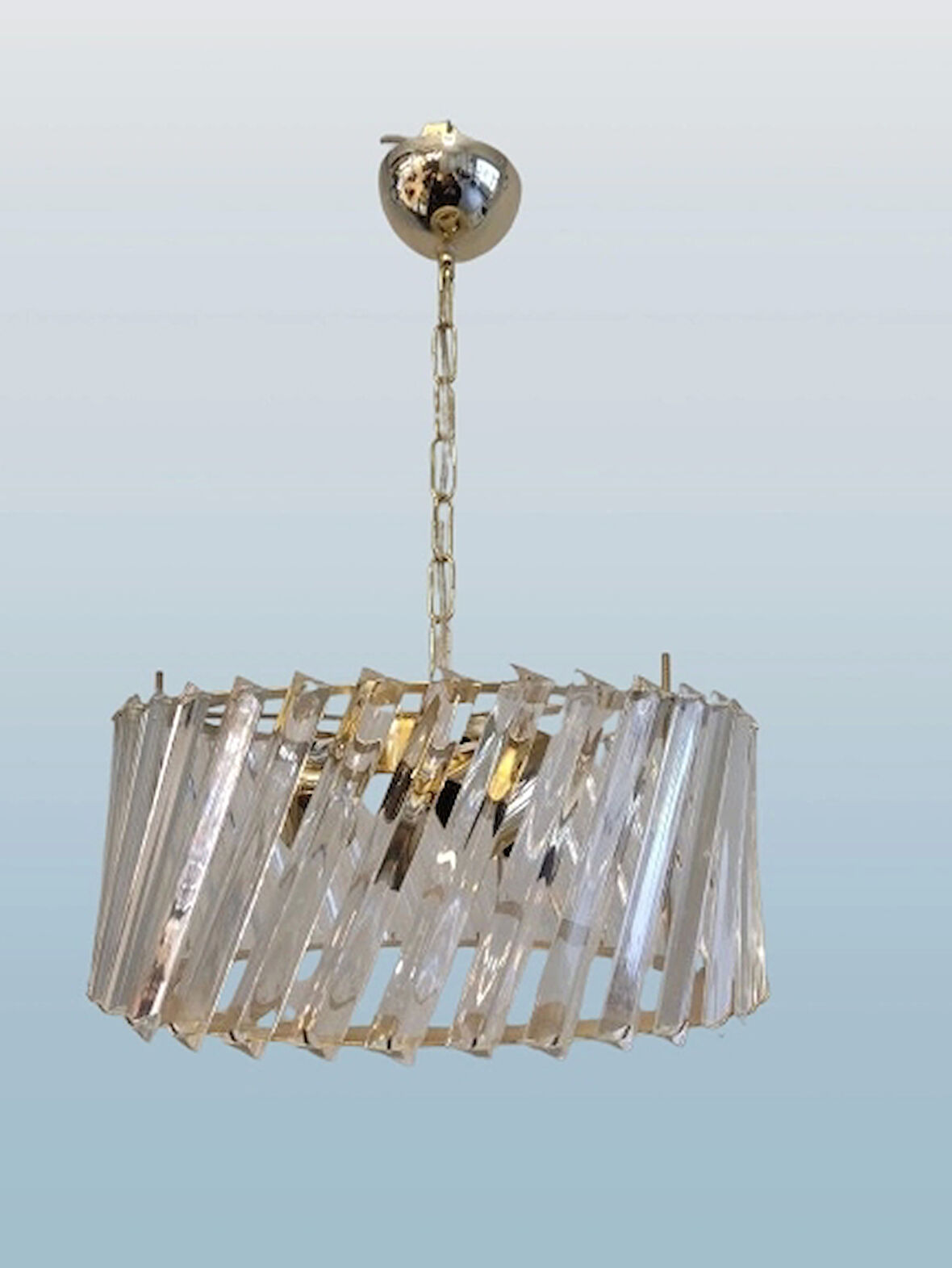 DMR Kristal Çapraz Taşlı GOLD Yuvarlak Üçlü Avize 3 x E-27 Duylu