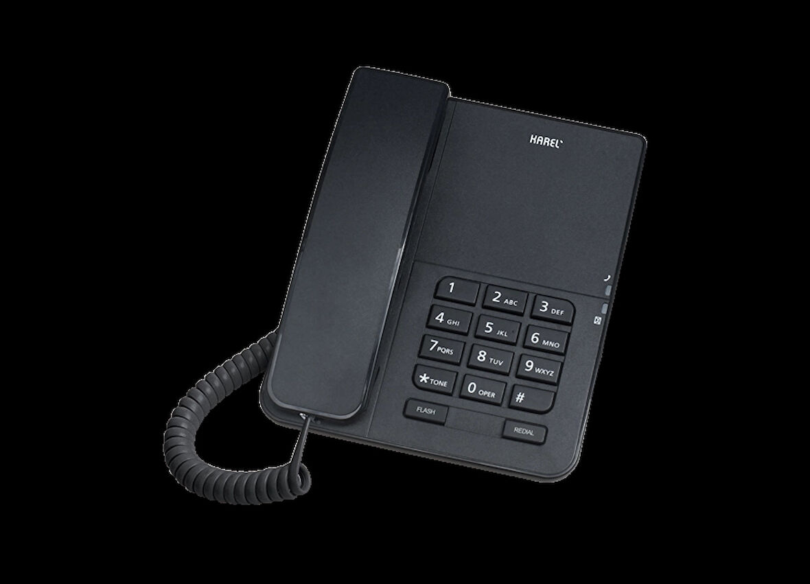 KAREL Masa Üstü Kablolu Ahizeli Telefon SİYAH (Ekransız)