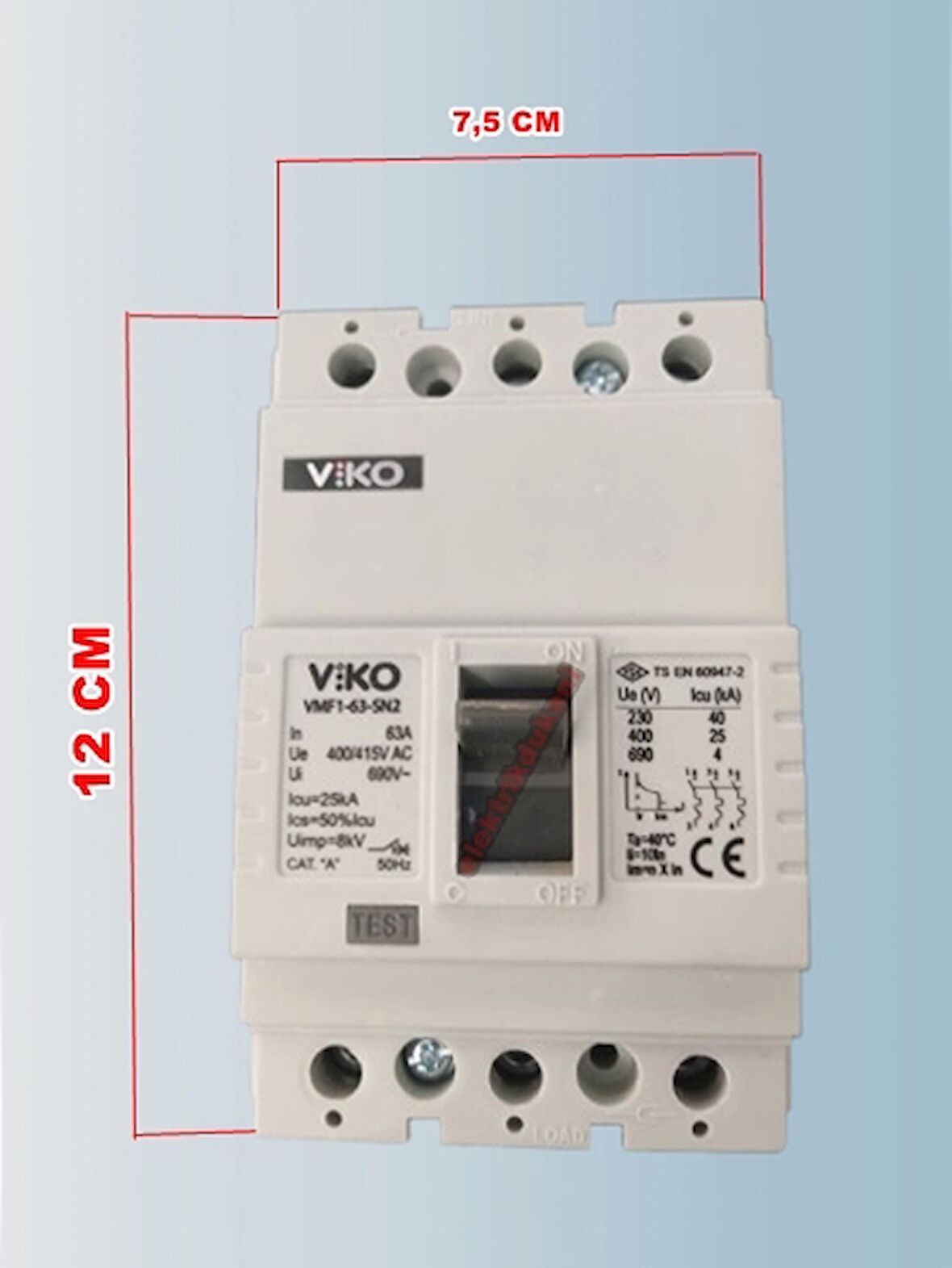 VİKO VMF1-63  3x63A Sabit Termik Kompakt Şalter 25kA