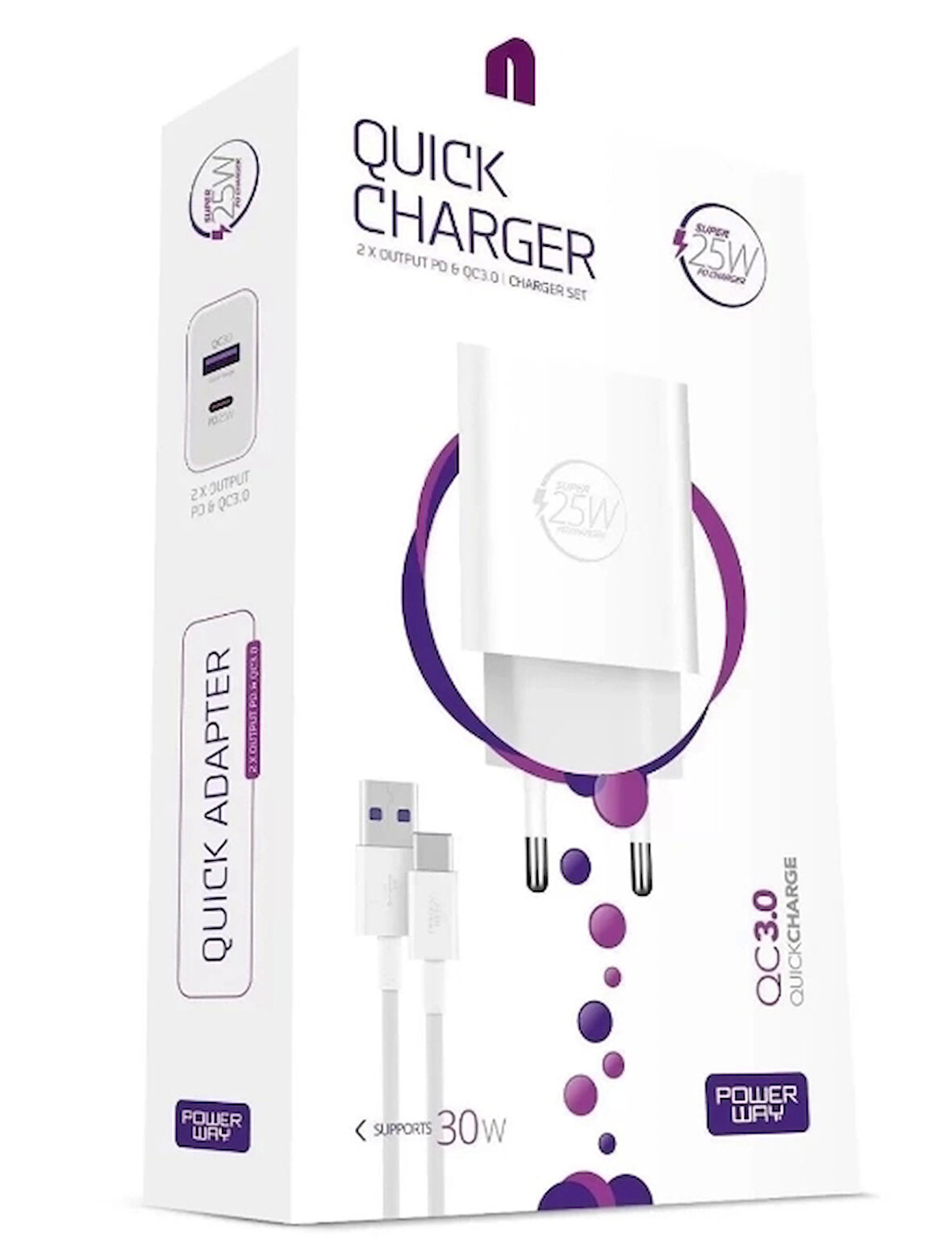 POWERWAY TYPE-C 25W 3,0A HIZLI ŞARJ SETİ ORJİNAL MUADİL