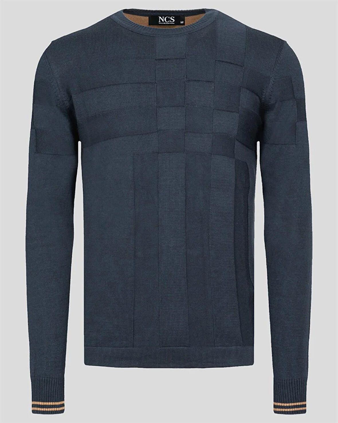 Erkek Kazak Bisiklet Yaka Lacivert Desenli Slim Fit Triko NCS JEANS 3638