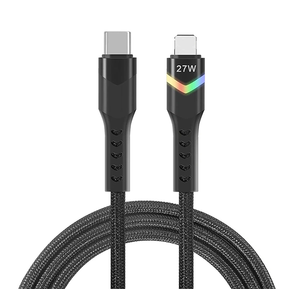 ALLY Led Işıklı 27W Type-C To iPhone Lightning Hızlı Şarj Kablosu 1m