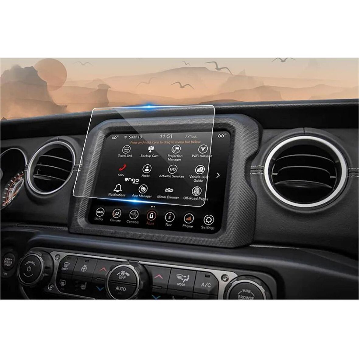 Jeep Wrangler Ekran Koruyucu 8.4 inç Multimedya Uyumlu Nano