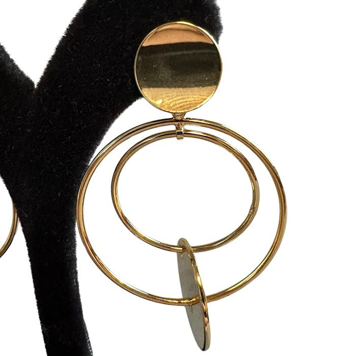 Uretti - İREM 3914 0451 Altın Renk Çift Halkalı Küpe