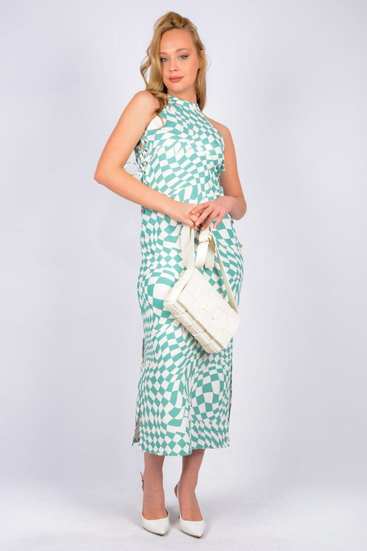 Reklam kol desenli elbise