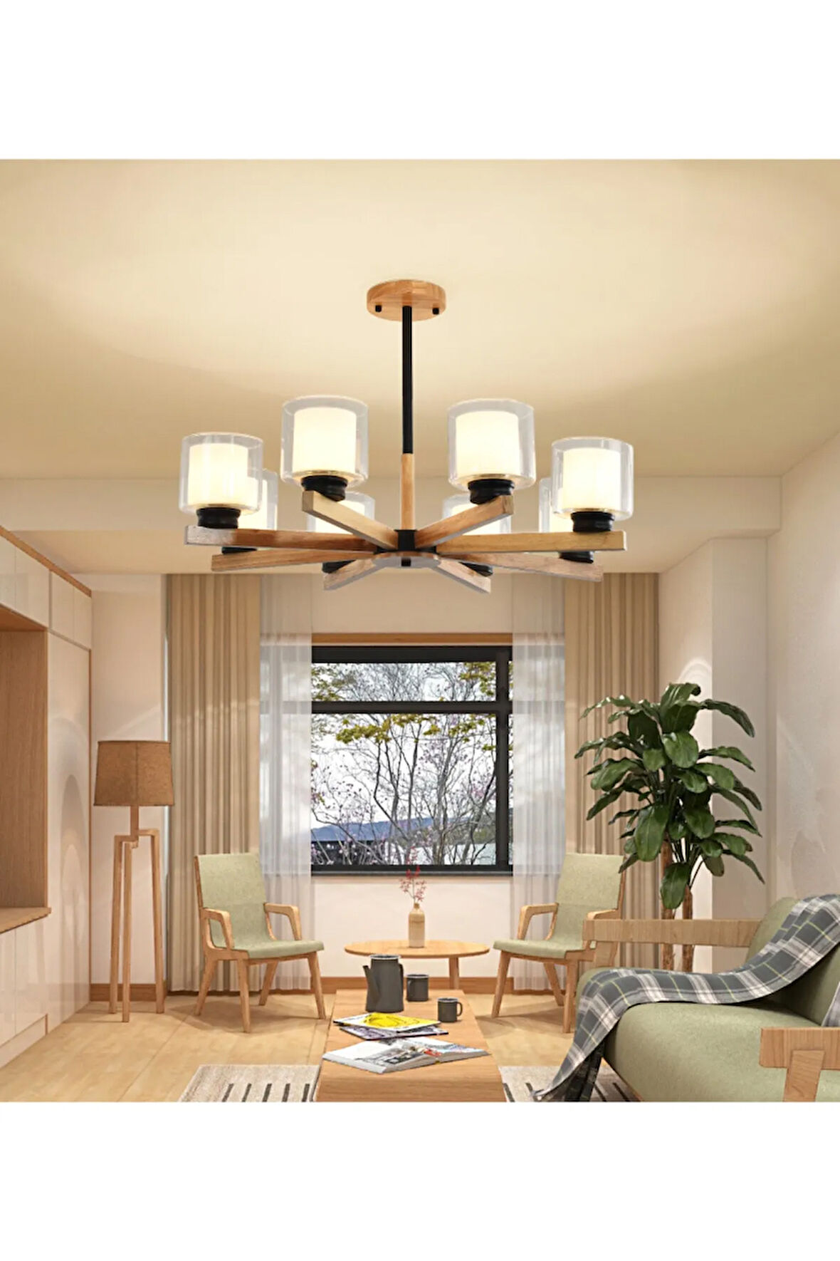 Modern Cottage Ahşap Avize