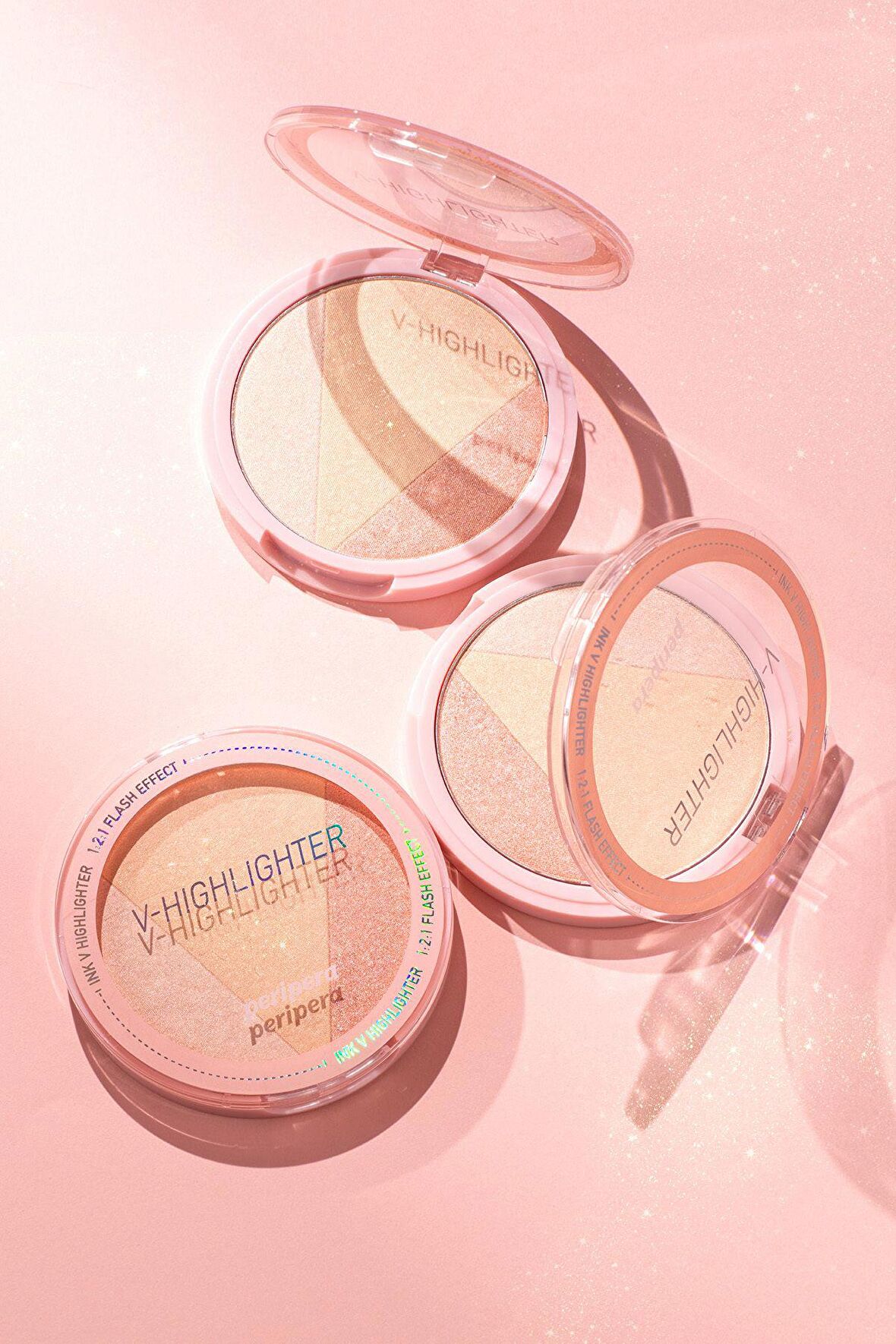 Parlak İnci Pigmentleri İçeren Işıltılı Highlighter Paleti Peripera Ink V Highlighter 01RadianceShot