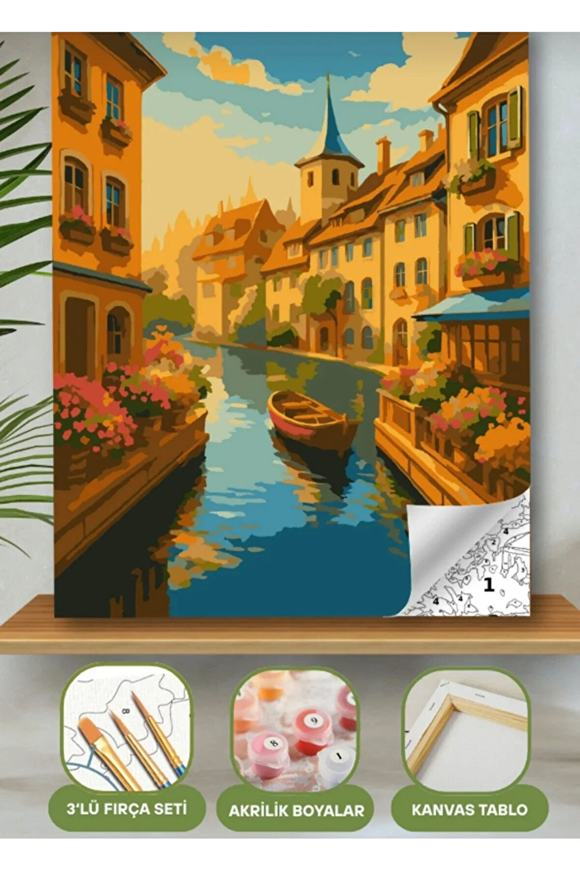 Sayılarla Boyama Seti 40x50 Cm (Çıtalı) Fırça Boya Dahil Numaralı Tuval Roma Sokakları