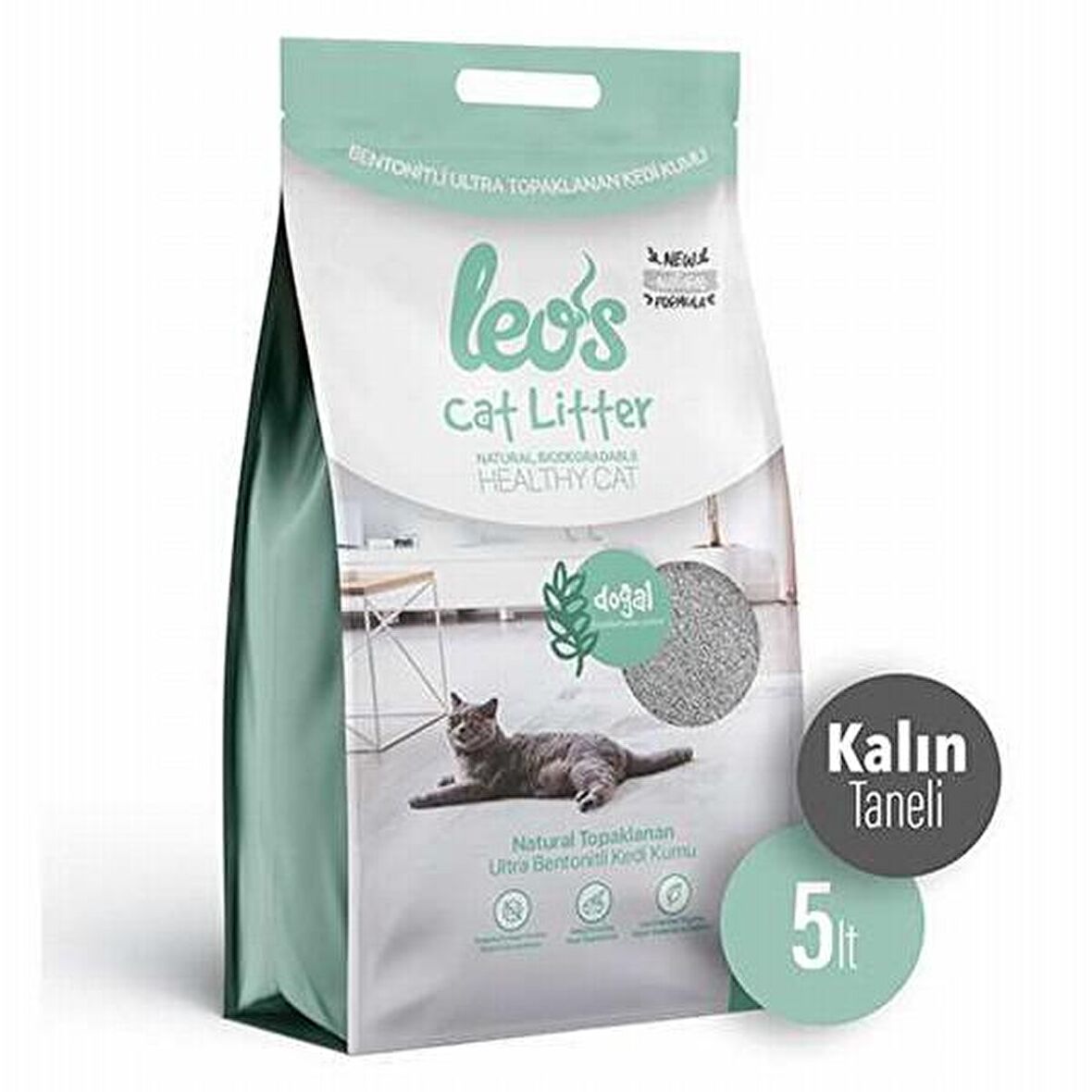 Leos Cat Litter Doğal Bentonit Kedi Kumu Kalın 2x5 Lt 