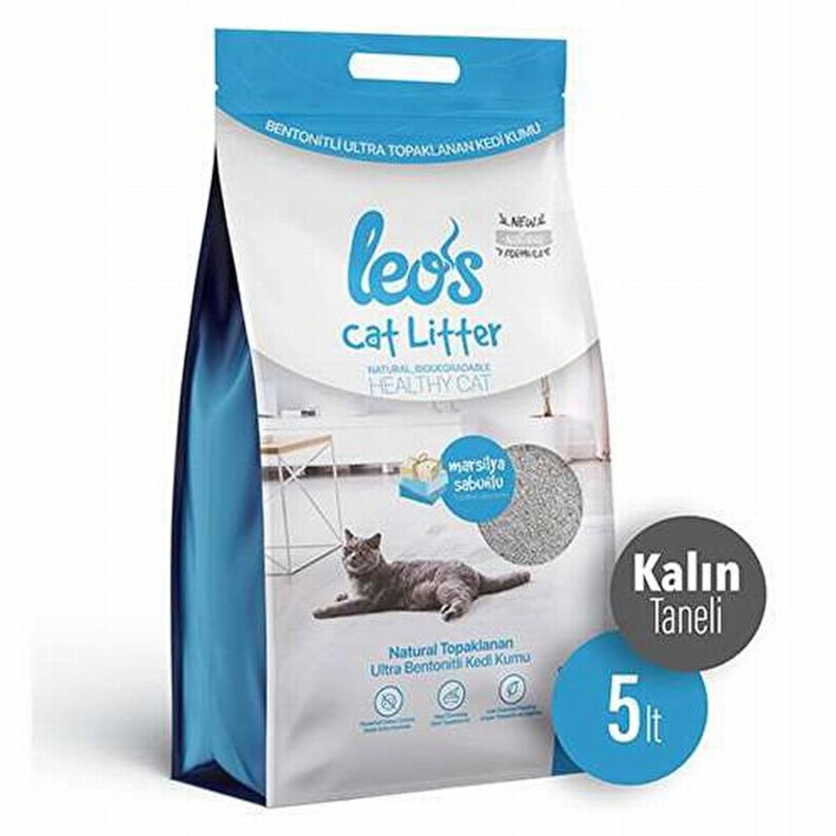 Leos Cat Litter Marsilya Sabunlu Kalın Bentonit Kedi Kumu 2x5 Lt 