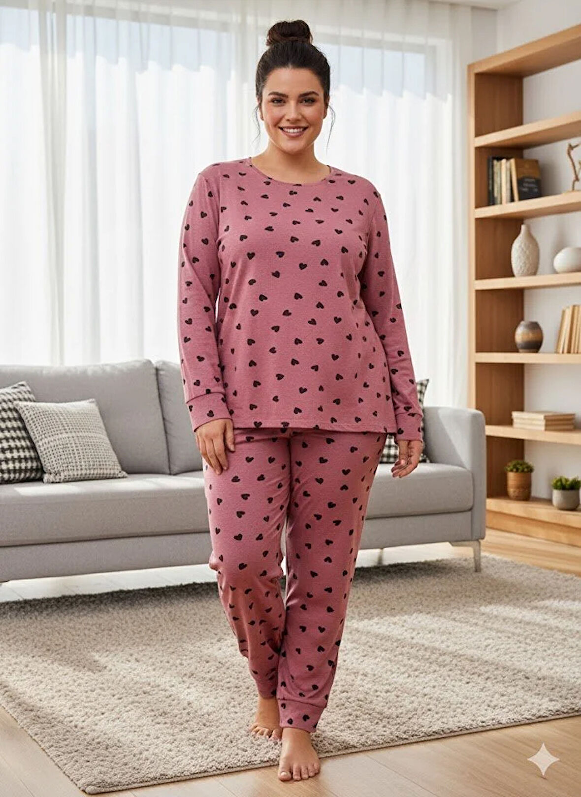 KADIN PEMBE PENYE PİJAMA TAKIMI