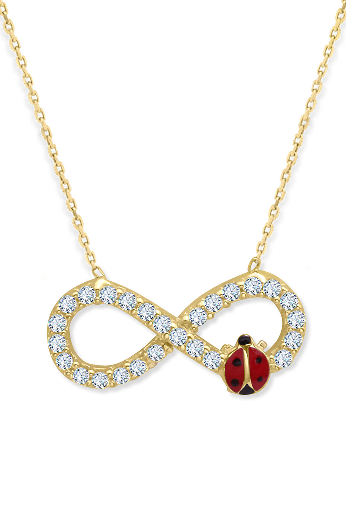 Mini Sonsuzluk Uğur Böceği Altın Kolye