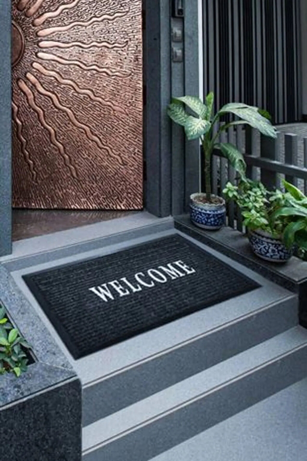 Dışarıdan Stres Getirmek Yasaktır Sevimli Çift Temalı Kapı Önü Paspası