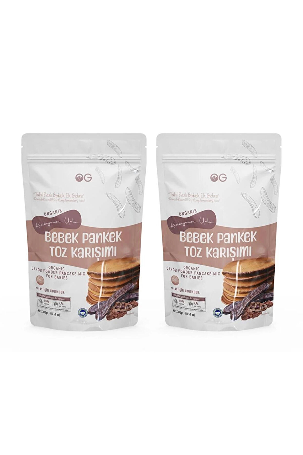 2'li Organik Keçiboynuzu Unlu Bebek Pankek Toz Karışımı 300 Gr +8 Ay