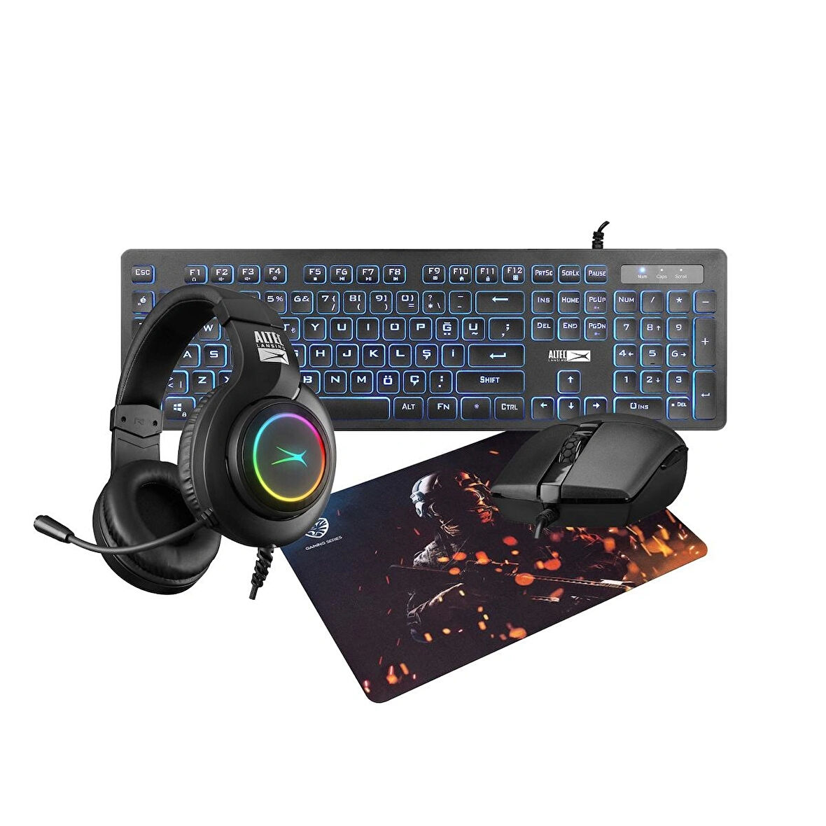 Altec Lansing Kingsman Gaming Combo Klavye Mouse Kulaklık Mousepad Seti