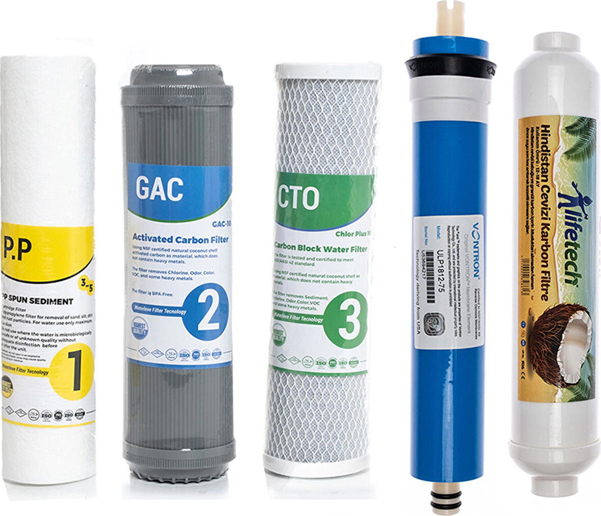 Sulook Su Arıtma Cihazı Açık Kasa Çift Karbonlu 5'li Filtre Seti Vontron Membranlı