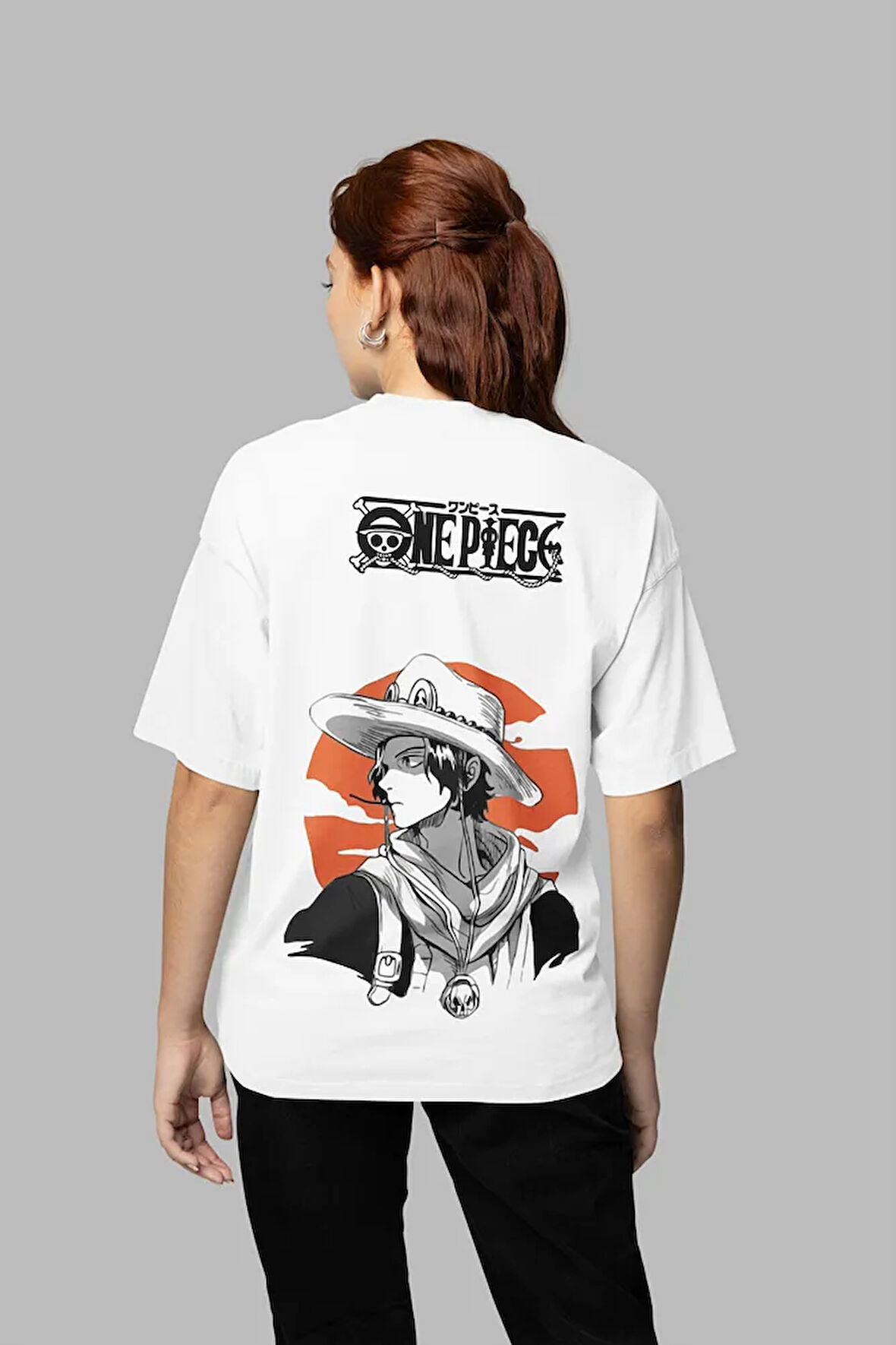 One Piece Baskılı Unisex Oversize Anime Karakter Tişört