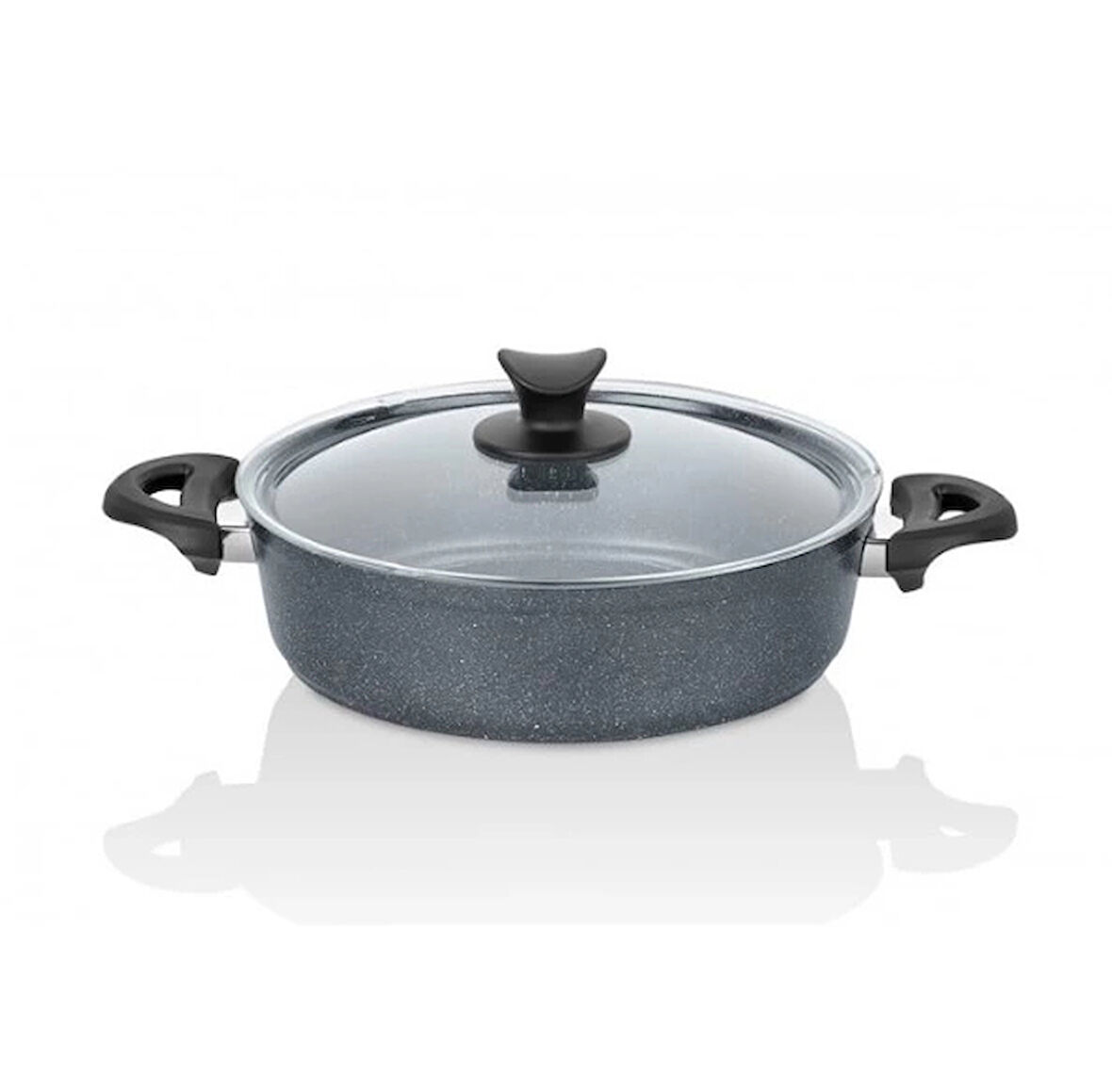heyf Taç Master Cook Granit Basık Tencere 24 Cm Uzay Grisi